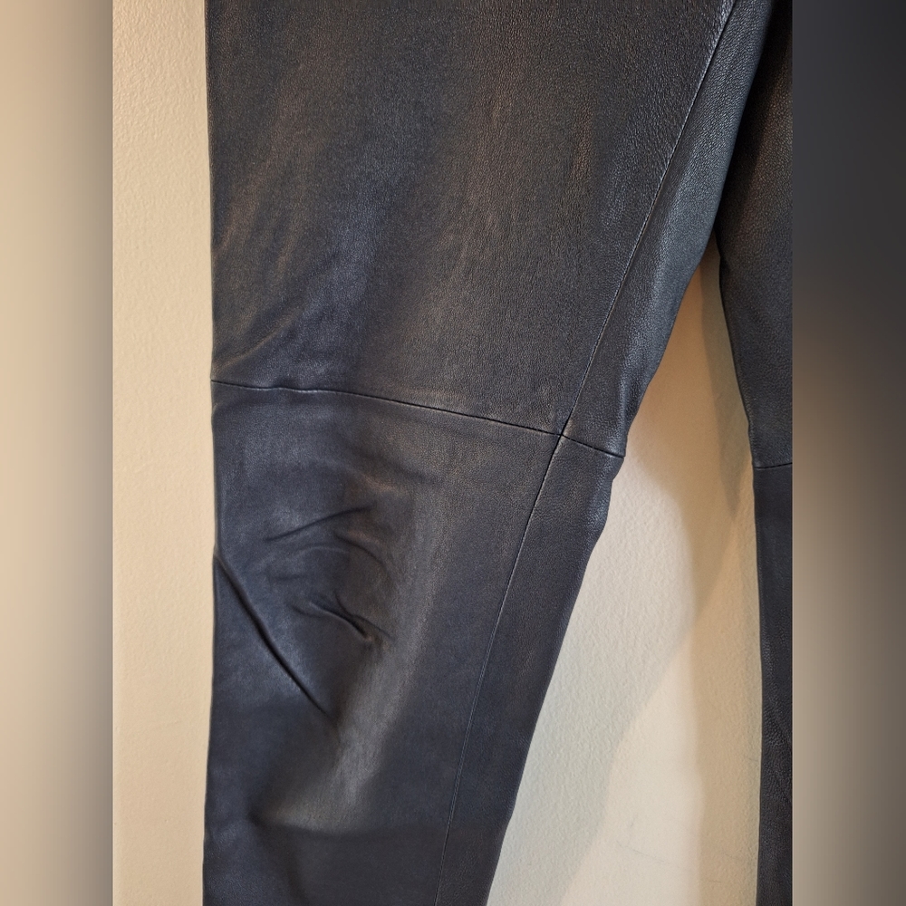 Kate Spade Estrella Navy Stretch Leather Pants Size 6 - Picture 4 of 7